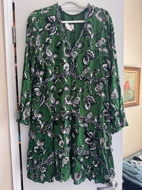 Women's Green Floral Tiered Dress - Anthropologie